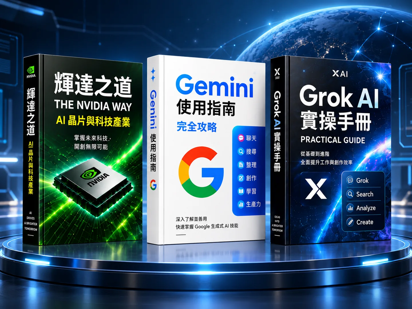 輝達之道、Gemini使用指南、GrokAI實操手冊